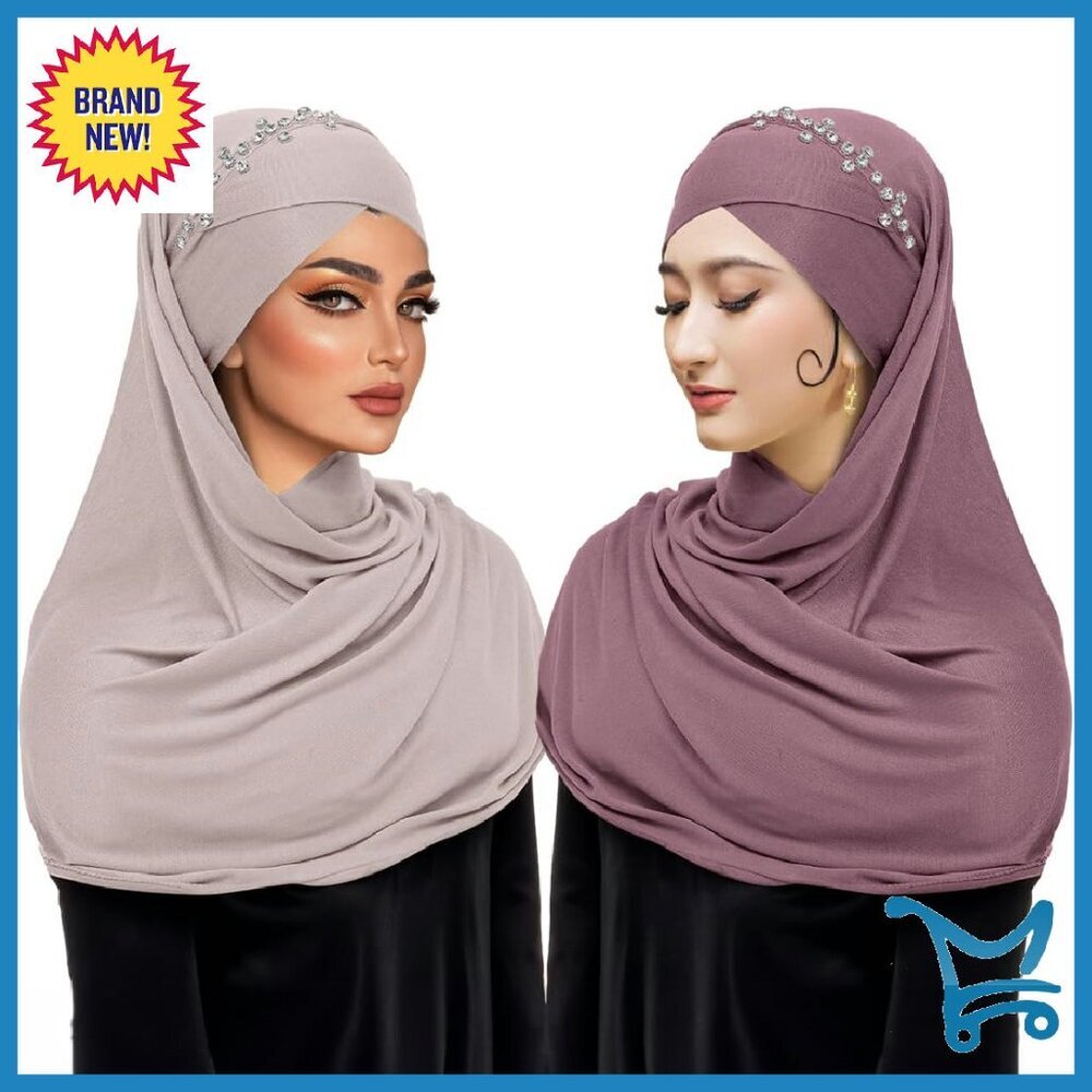 Lightweight Jersey Instant Hijab Set Stretchy Full Coverage Head Scarf